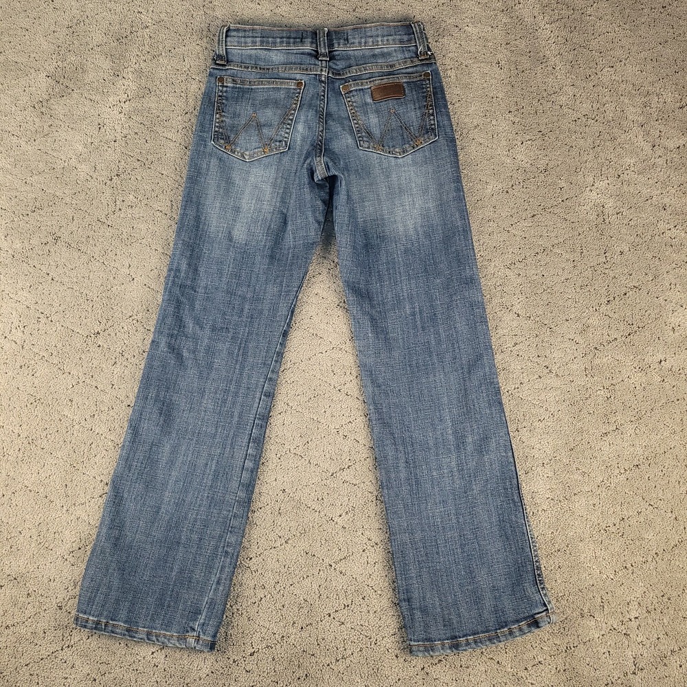 Wrangler Retro Jeans Boys 12 Blue Relaxed Boot Adjustable Waist Stretch Bootcut - Picture 2 of 7